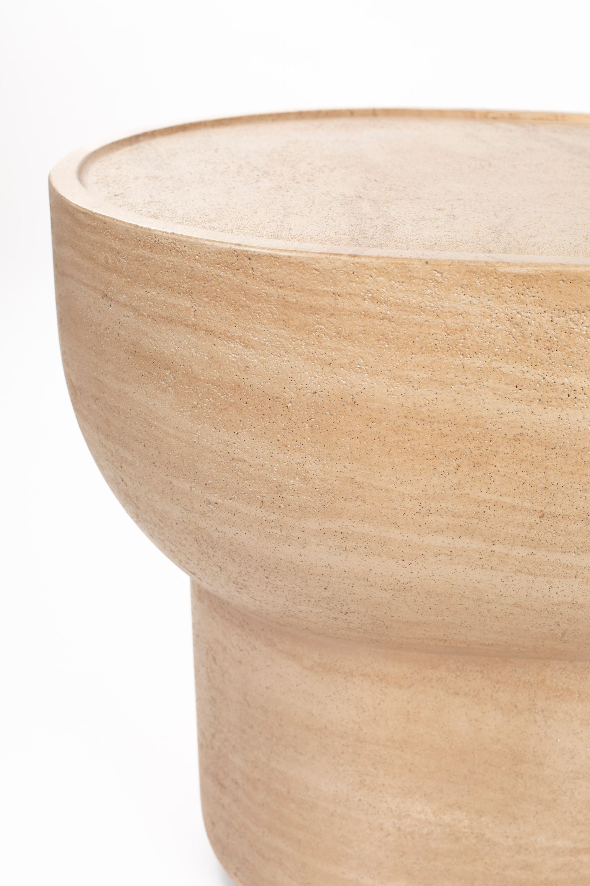 Zuiver Noble Beige Travertine Style Pill Oval Side Table